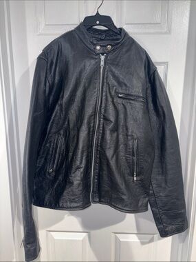 Z1R Men's Black Quilted Lined Leather Jacket. Size 46